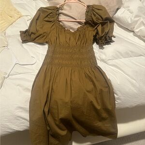 Levi's Olive Puff Sleeve Mini Dress